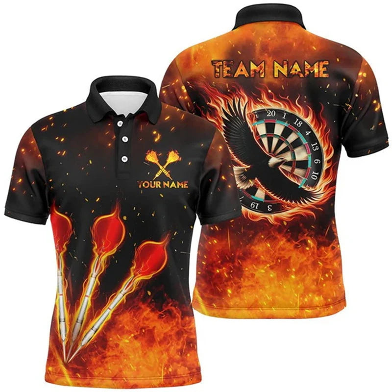 Cool 3D Funny Personalized Flame Darts Custom Darts Polo Shirt For Women Darts Team Jerseys Outfits Gifts For Darts Lovers Tops - Matrix-studios.com