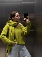 Hirsionsan 2025 New Soft Loose V Or O Neck Knitted Sweaters Women Winter Solid Female Pullovers Warm Basic Knitwear Jumper - Matrix Studios