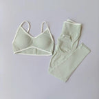 Seamless 2PCS Legging Sets Women's Strappy Sports Bras and Leggings High Waist Fitness Sculpt Leggings Running Pants Gym Suits - Matrix-studios.com
