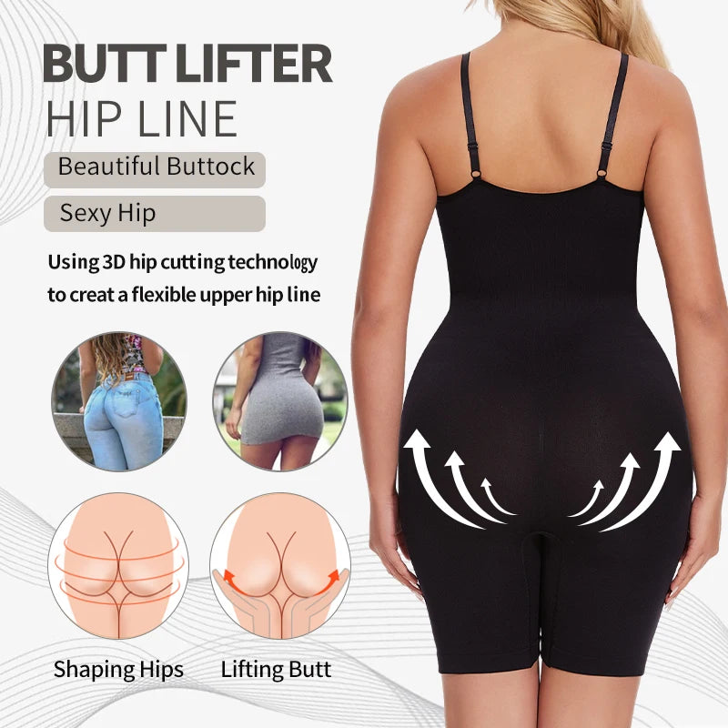 New Bodysuit Shapewear Women Tank Top Tummy Control Full Body Shaper Anti Chafing Shorts Slimming Waist Trainer Butt Lifter - Matrix-studios.com