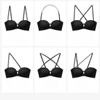 Front Closure Strapless Bras For Women Seamless Push Up Brassiere Thick Soft Underwear Solid Color Adjustable Invisible Lingerie - Matrix Studios
