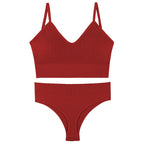 Qisin French Backless Push Up Underwear Set Women Sexy Seamless Bralette Female Lingerie Soft Tank Crop Top Gym Sport Bra Set - Matrix-studios.com
