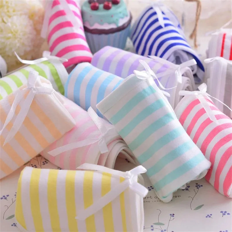 Japanese Anime Blue White Striped Panties Underwear Lolita Pink Briefs Lingerie Cute Soft Breathable Underpants Female Gifts New - Matrix Studios