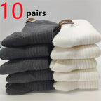 5/10 Pairs Socks Women Luxury Designer Cashmere Wool Sock Solid Warm Thick Pile Embroidered Logo Mid-Calf female Snow Boot Socks - Matrix Studios