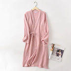 New Spring And Autumn Japanese Kimono Robe Couple Cotton Crepe Bathrobe Men And Women Kimono Robe Robes For Women Sleepwear - Matrix-studios.com