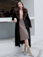 DEAT Fashion Women's Imitation Mink Fur Coat Fur Collar Loose Long Sleeves Thick Warm Overcoat Winter 2024 New tide 7AB6171 - Matrix Studios