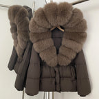 Reality Fur Jacket Real Fur Collar Duck Down Coat Female Winter Hooded Warm Fox Fur Coat Women Natural Raccoon Fur Puffer Jacket - Matrix Studios
