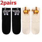 4pcs Funny Abstract 3D Cat Butt Mid-Tube Socks Cartoon Quirky Cotton Casual Socks Cat Egg Floor Sock for Cute Girls Couple Gifts - Matrix Studios