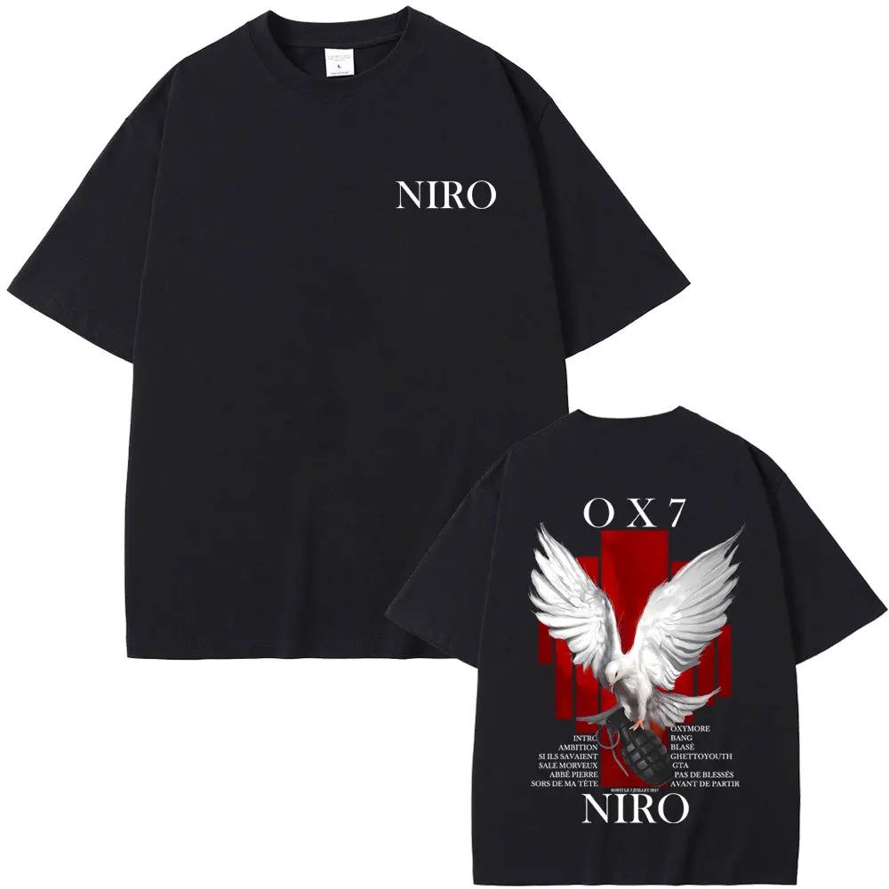 Rapper Niro OX7 Album Graphic T-shirt Men Women Hip Hop Fashion Pop Music T-shirts Male Casual Cotton Vintage T Shirt Streetwear
