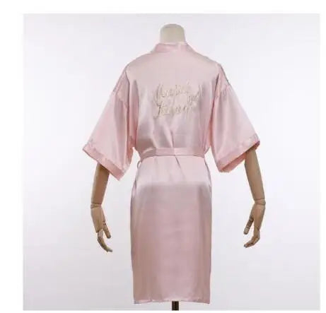 Bride Bridesmaid Wedding Robe Embroidery Kimono Bathrobe Gown Nightgown Casual Satin Short Women Sexy Nightwear Sleepwear - Matrix-studios.com