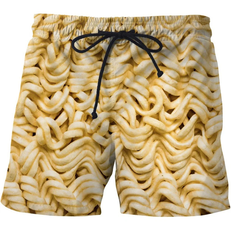 Funny Fatty Beef Hot Dog Men's 3D Print Short Pants Street Hip Hop Beach Shorts Skateboard Swimming Shorts Women Short Trunks