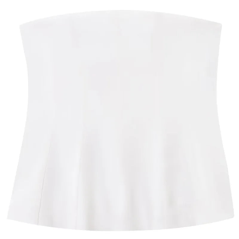 HXAO Corset Tube Top Women Summer 2025 White Pink Blue Yellow Black Top Bustier Ruffled Vests Cute Sleeveless Backless Tank Top - Matrix-studios.com