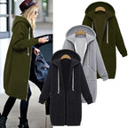 2024 Women's Autumn Winter ThickenHoodies Parkas Loose Hooded Jackets Zipper Pocket Maxi Size Sweatshirt Sports Dresses Outwear - Matrix Studios
