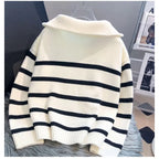 Sweater pullover women Spring and Autumn underwear 2023 New zipper stripe underlay short style popular premium sweater female - Matrix Studios