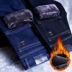 New Men's Fleece Warm Jeans Winter Thicken Plush Velvet Business Office Denim Trousers Brand Clothing Stretch Casual Male Pants - Matrix Studios