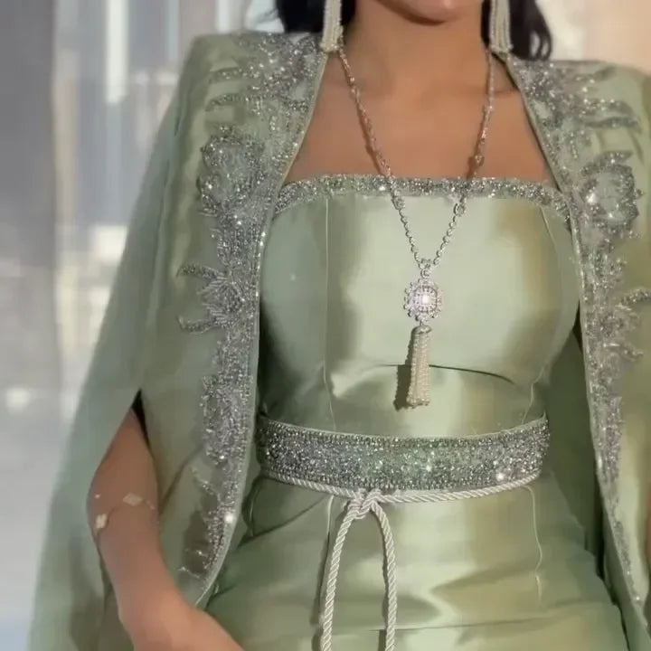 Customized Prom Dress Elegant Green Women's Strapless Sparkling Beaded  Gown Ankle Length Formal Occasion Gowns personalized - Matrix Studios