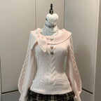 Preppy Style Sweet Knitted Sweater 2000s Aesthetic Gyaru Chic Korean Y2k Jumper Sweater Long Sleeve Coquette Knitwears - Matrix Studios