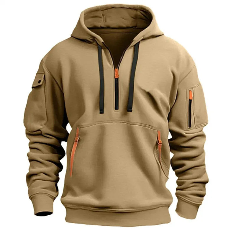 Men's Hoodie Multi Pocket Zipper Casual Sports Hoodie Men/Women Plus Size Loose Pullover Fashion Sweatshirt Long-Sleeve tops - Matrix Studios