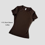Quick-Drying Gym Leggings Set Sport Suit Short Sleeve Breathable Stretchy Slim Fitness Active Top Tight Gym Set - Matrix-studios.com