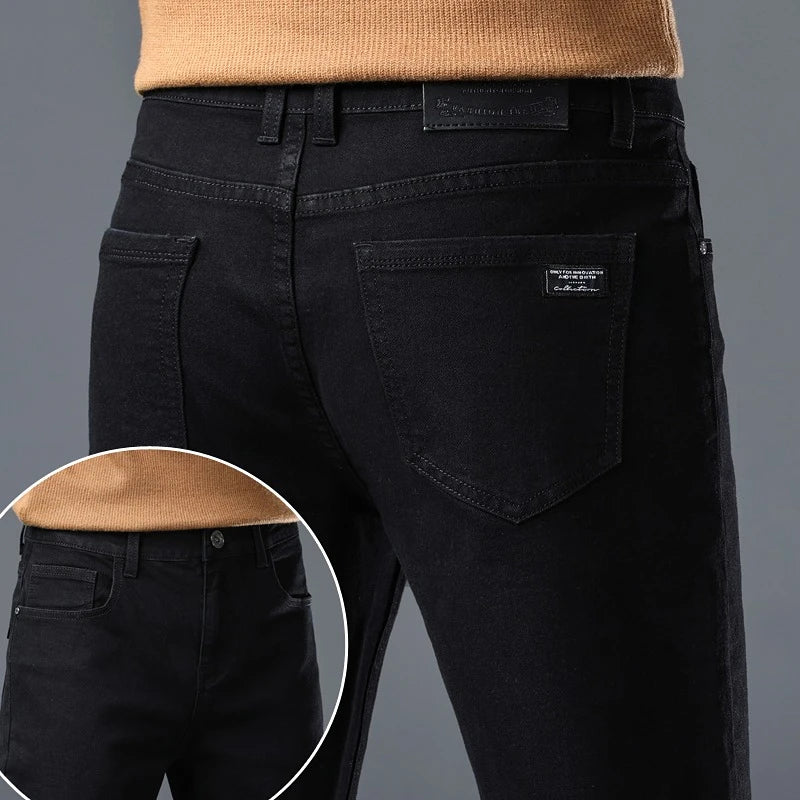 Men's New Stretch Straight Jeans Business Versatile Trendy Youth Casual Regular Long Pants for Spring Autumn Male Denim Trousers - Matrix Studios
