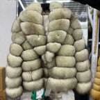 Real Fox Fur Turn-down colla coat With Genuine Leather Wholeskin Natural Fox Fur Jacket Outwear Luxury Women Winter New - Matrix Studios