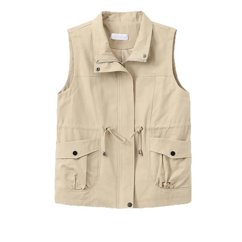 Short Waistcoat Jacket Women's Slim Spring Autumn Casual Outerwear Vest 2026 New Ladies Loose Pure cotton Sleeveless Coat - Matrix Studios