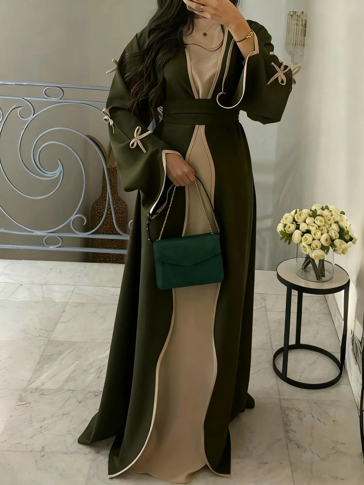 Muslim Abaya Women Dress Dubai Women Dress Bow Caftan Lace-up Floral Dresses Islamic Pakistan Moroccan Kaftan 2026 Robe - Matrix-studios.com