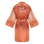 Caramel Wedding Bride Bridesmaid Robes Dressing Gown Sexy Women Bathrobe Night Shirts Short Women Kimono Mesh Sleeve - Matrix-studios.com