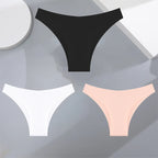 3Pcs Ultra-thin Seamless Silk Underwear Women's Panties Sexy Low-Waist Stretch Bikini Solid Color Briefs Lingerie XS-XXL Fashion - Matrix Studios