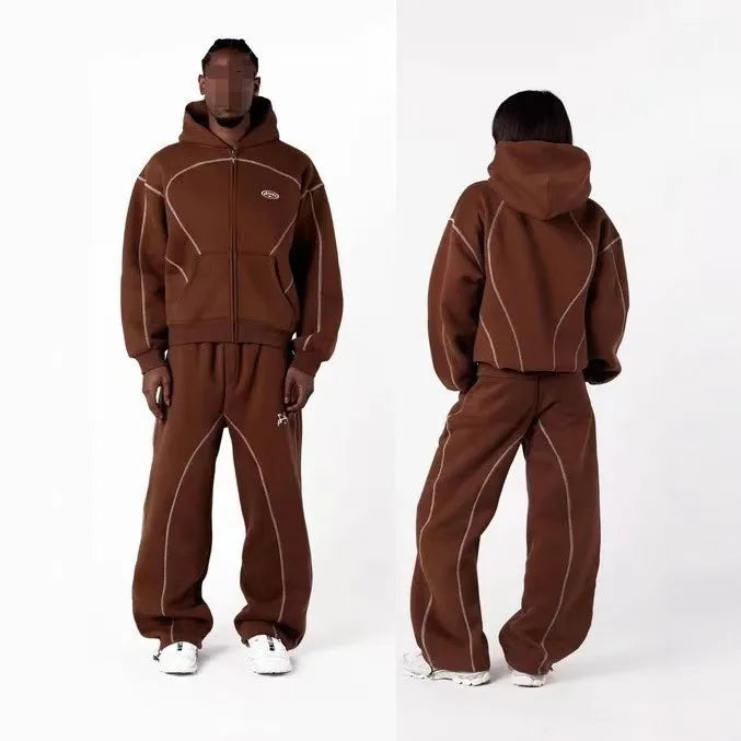 European and American fashion brand top personality line men hoodie high street trend casual sports suit couple loose clothing