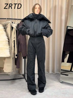Warm Women's Winter Ski Jumpsuit With Hood Belt Stand Collar One Piece Ski Suits 2026 Autumn Lady Street Fashion Romper New - Matrix Studios