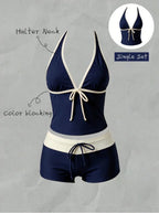 Kawaii Pink Dot Bikini Shorts Bowknot Halter Backless Swimsuit Deep V Swimwear Women's Bikinis and Tankinis Vacation Outfit Sets - Matrix-studios.com