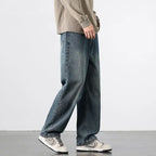 Spring Autumn New Men's Straight Vintage Fit Jeans Casual Trousers High Quality Male Korean Fashion Baggy Wide Leg Denim Pants - Matrix Studios