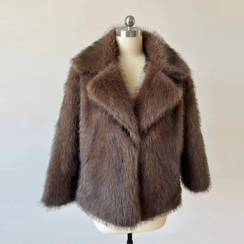 New Street Style Long Plush Coat Women With Thick Warm Cold Autumn Winter Faux Fur Coat High-Quality Fluffy Dyed Fox Fur Jacket - Matrix Studios