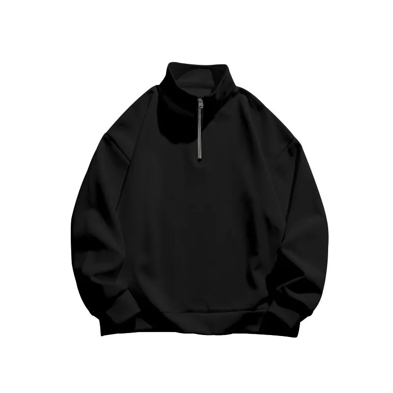 Autumn and winter new men's fleece sweatshirt stand-up collar half zipper long sleeve cross-border European trend men's top - Matrix Studios