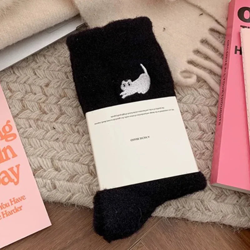 3Pairs Premium Feel Cute Cat Cozy Hairy Mink Velvet Socks Autumn Winter Hosiery Thickened Plush Warm Sleep Home Fluffy Socks - Matrix Studios