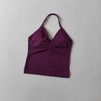 Sexy Halter Neck Beautiful Back High Waist Peach Sports Bras Shorts Suit Pilates Gathering Yoga Vest Training Fitness Bra Sets - Matrix-studios.com