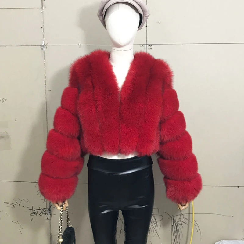 High Quality Fur Coat Women 100% Real Fox Fur Jacket Women's Fall/Winter Luxury Short Natural Fox Fur Coat Leather Jacket - Matrix Studios