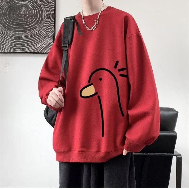 【M-8XL Sweatshirts】Men Oversized Sweatshirt Fashion Loose Yellow Duck Print Long Sleeve Couple Clothes - Matrix Studios