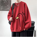 【M-8XL Sweatshirts】Men Oversized Sweatshirt Fashion Loose Yellow Duck Print Long Sleeve Couple Clothes - Matrix Studios