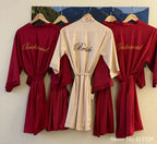Bride Bridesmaid Wedding Robe Embroidery Kimono Bathrobe Gown Nightgown Casual Satin Short Women Sexy Nightwear Sleepwear - Matrix-studios.com