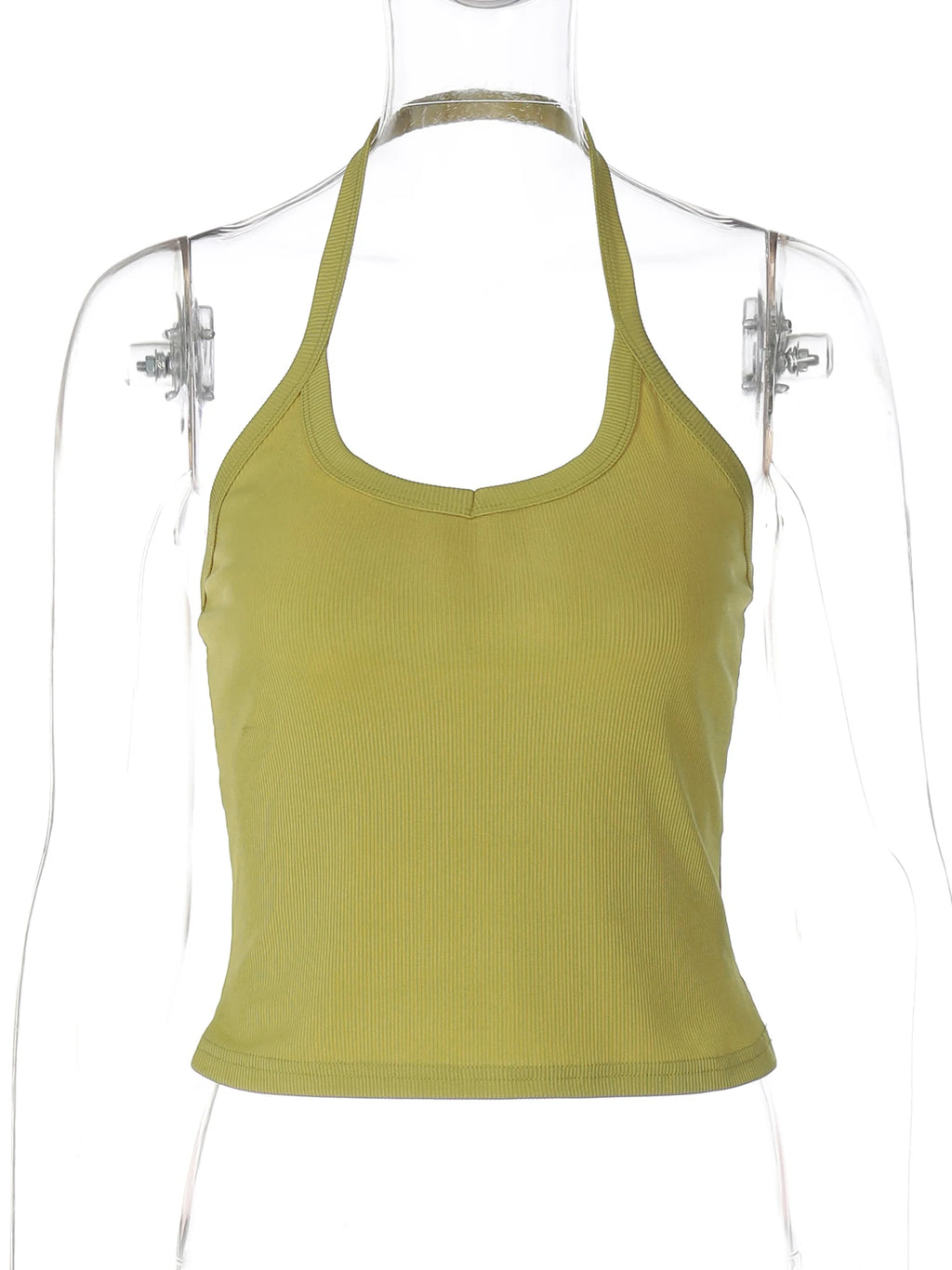 Hugcitar 2026 Summer Ribbed Halter Backless Solid Sexy Crop Tank Top Casual Y2K Women Clothes Beach Vacation Streetwear Yoga - Matrix-studios.com