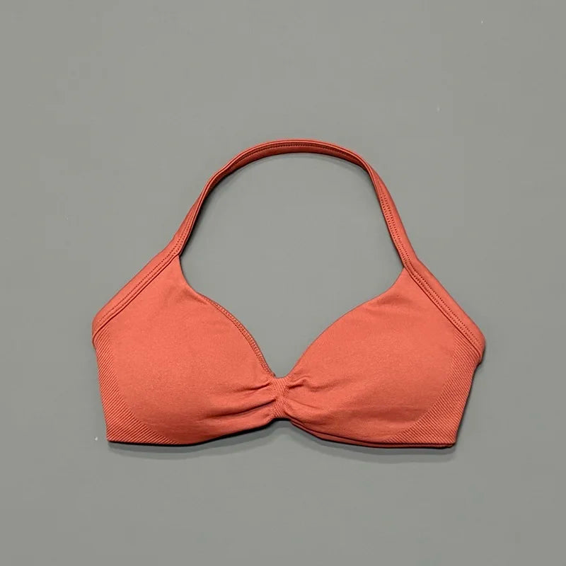 HISTELLO Sports Bra Push Up Strappy Sexy Open Back Gym Crop Top Removable Cups Women Workout Clothing Gym Top Halter Sport Bra - Matrix Studios