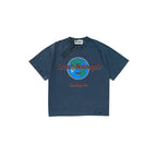 Summer Satoshi Street Vintage Letter Pattern Print Comfort Round Neck Short Sleeve Washed Versatile Trendy Loose Casual T-shirt - Matrix-studios.com