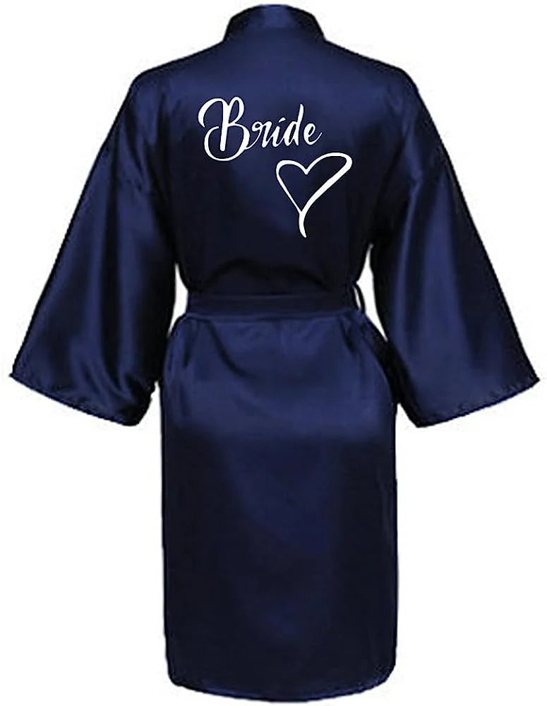Women Silk Satin Short Night Printing Robe Kimono Robe Fashion Bath Robe Sexy Bathrobe Femme Wedding Bride Bridesmaid M024