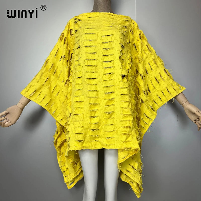 WINYI Original Denim Sexy Short Dress with Holes New Fashion Africa Womens Party Holiday Casual Maxi Beach Dress - Matrix Studios