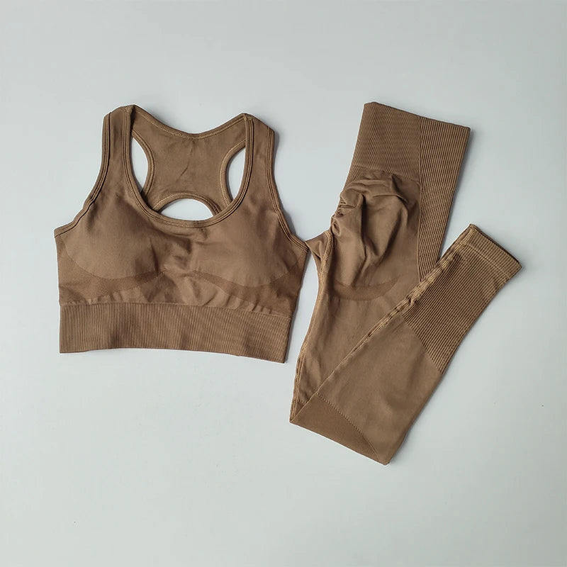 2PCS Sports Bra Women's Set Professional Fitness Tank Top Bra Shockproof Running Leggings Yoga Suit Beautiful Back Bra Clothing - Matrix-studios.com