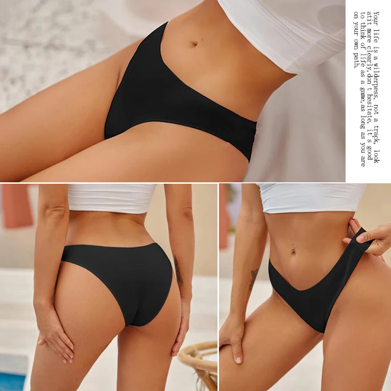 4PCS/SET Seamless Cotton Panties Women Sexy Low Waist Briefs Solid Color Breathable Female Underwear Soft  Comfortable Intimates - Matrix Studios