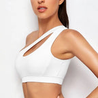 Women Sports Bra Push Up Fitness Bras One Shoulder Shockproof Yoga Bra Black White Yoga Running Bra Sexy Vest - Matrix Studios