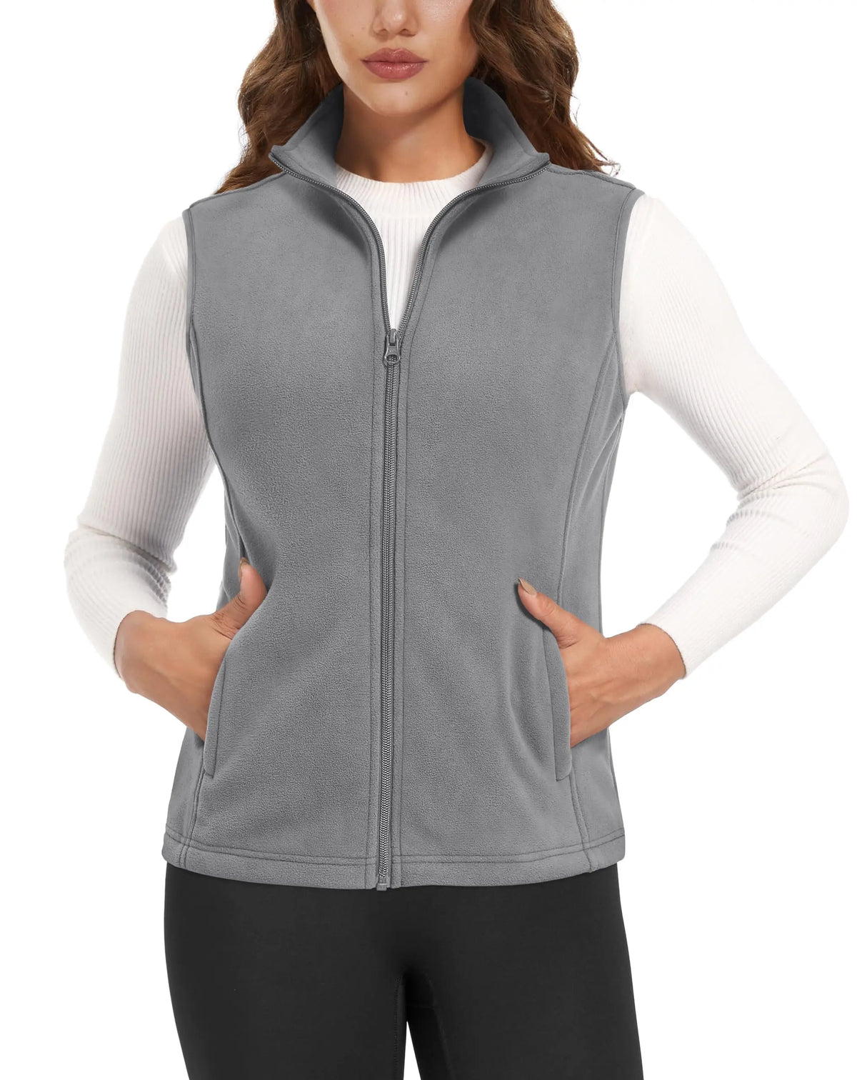 TACVASEN Autumn Winter Soft Warm Vest Womens Fashion Fleece Sleeveless Jacket Lightweight Outdoor Casual Zipper Front Waistcoat - Matrix Studios